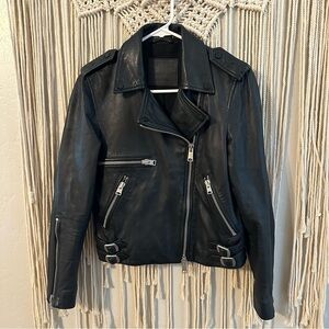 All Saints Black Leather Biker Jacket